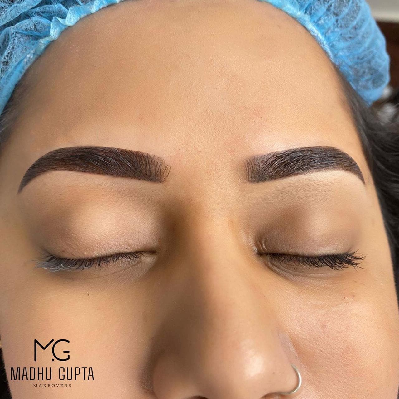 Front view of freshly completed permanent makeup brows at MG Makeovers