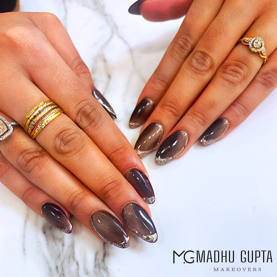Cat eye effect nail extensions at MG Makeovers