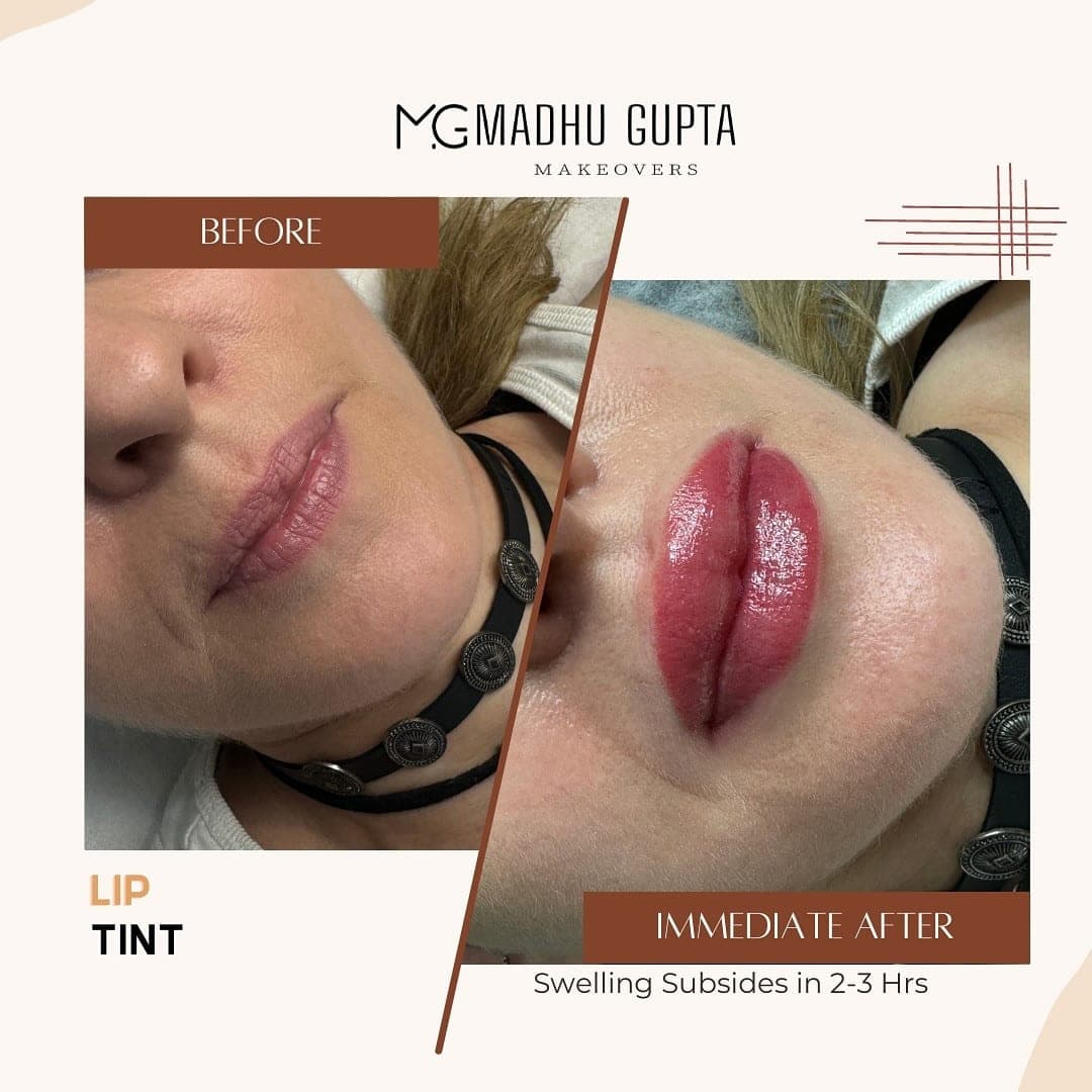 Lip blush and tint before and after at MG Makeovers