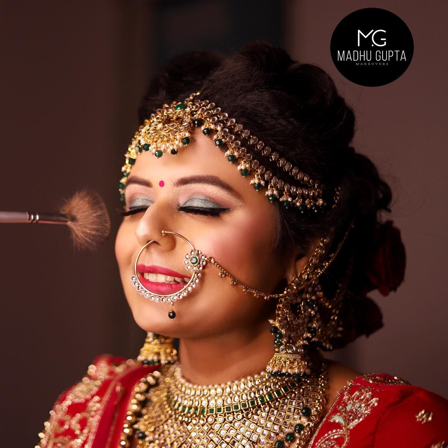 Bridal touch-up in progress at the MG Makeovers studio