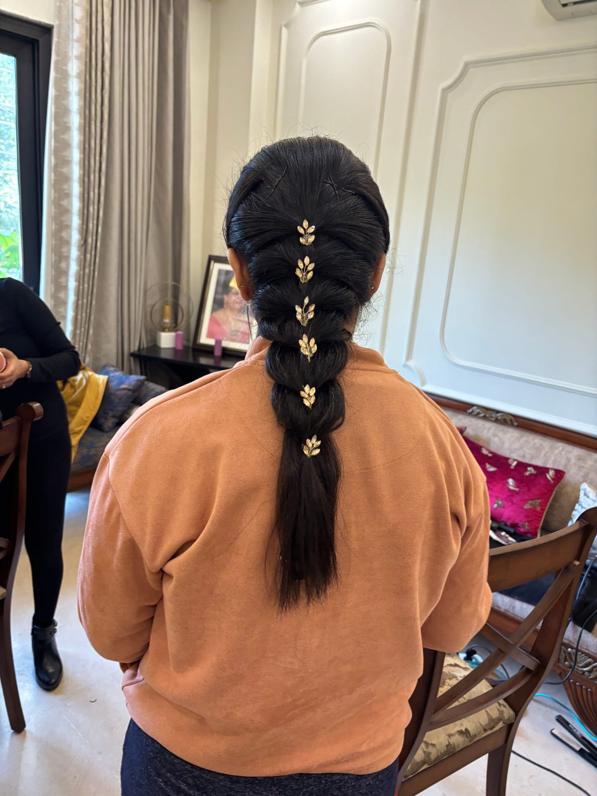 Braided Hairstyle with Accessories. Bridal and party hairstyling by Madhu Gupta at MG Makeovers, Gurugram