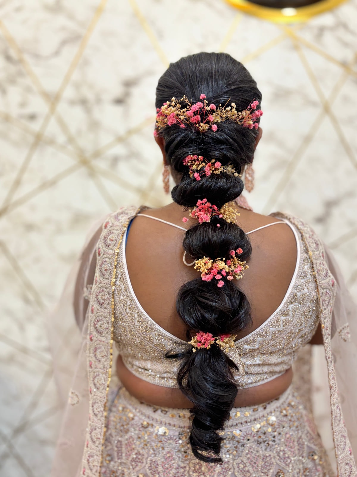 Bubble Ponytail Hairstyle with Bounce. Bridal and party hairstyling by Madhu Gupta at MG Makeovers, Gurugram