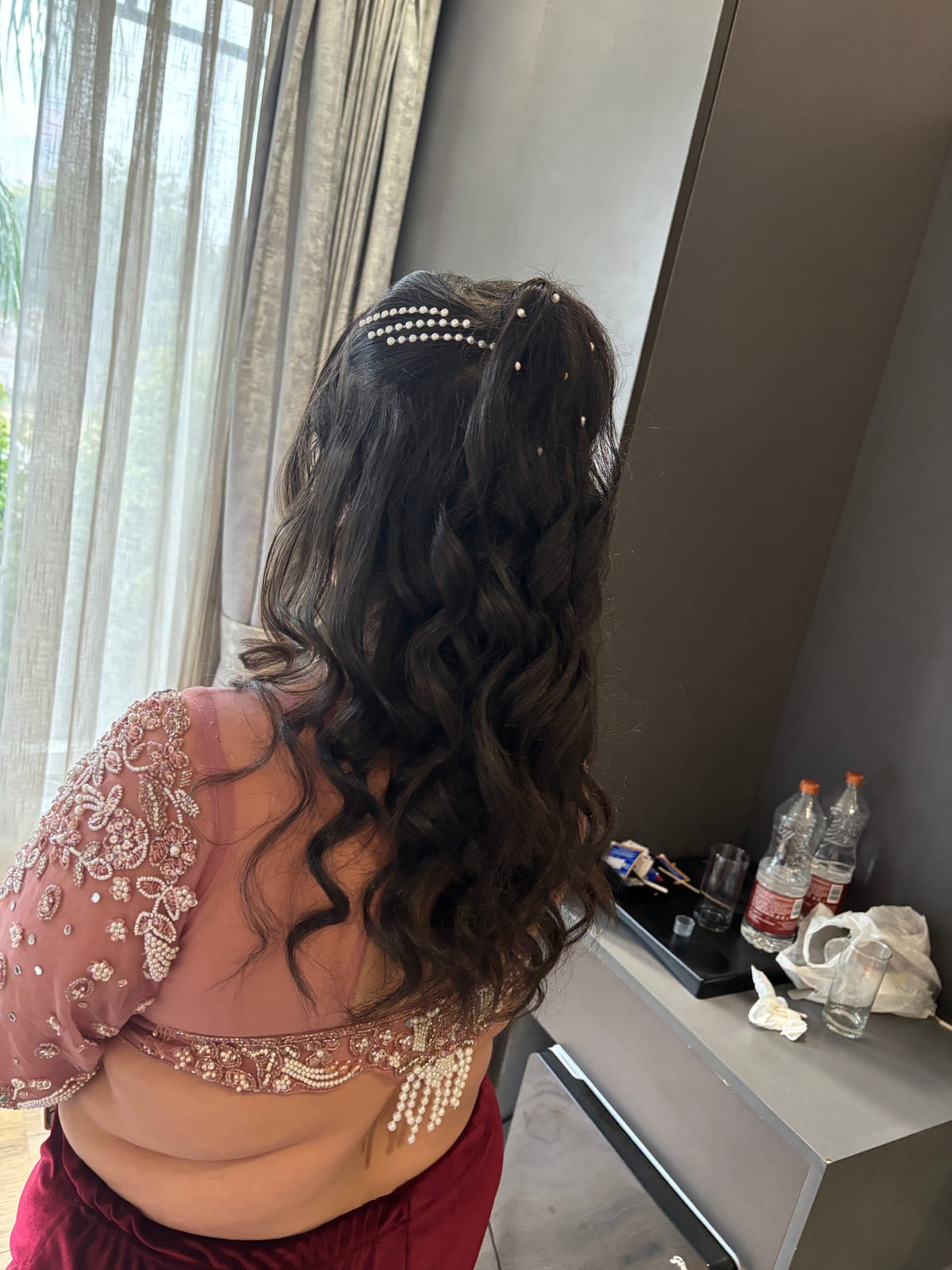 Half Ponytail. Bridal and party hairstyling by Madhu Gupta at MG Makeovers, Gurugram