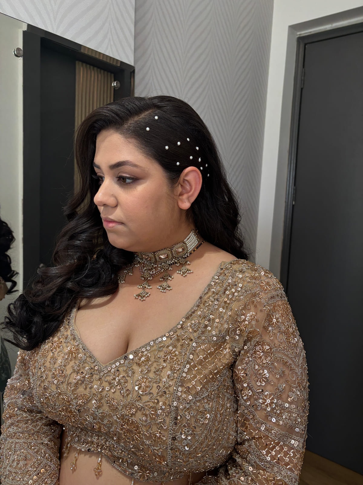 Open Hairstyle with Side Parting and Bounce. Bridal and party hairstyling by Madhu Gupta at MG Makeovers, Gurugram