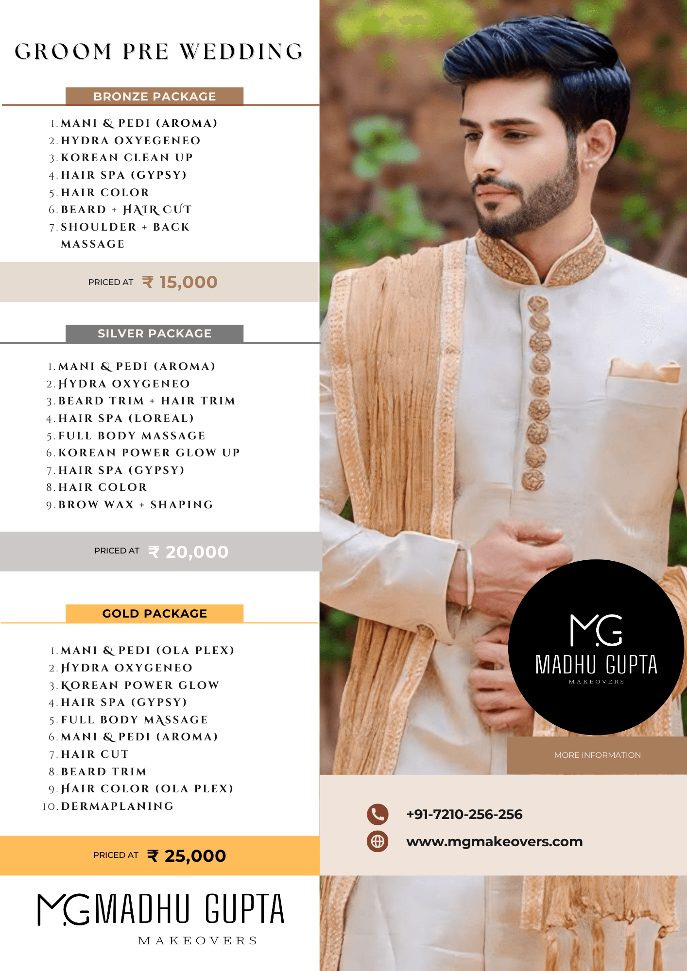Groom Pre-Wedding Packages at MG Makeovers