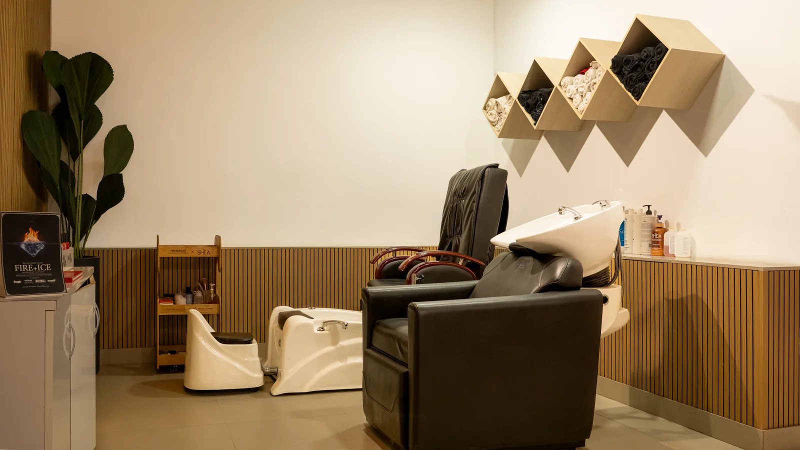 Pedicure and hair wash station at MG Makeovers