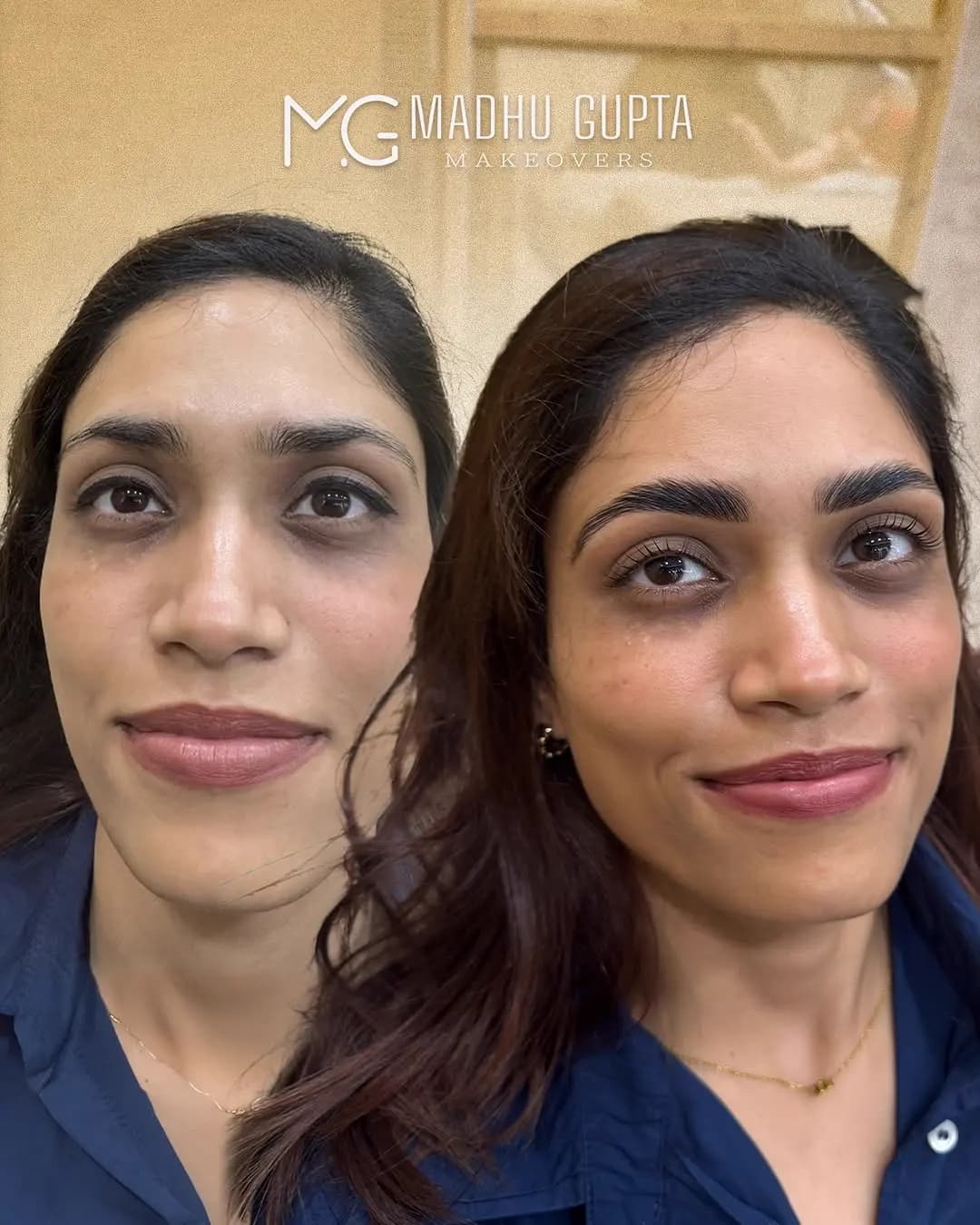 Brow lamination with tint before and after at MG Makeovers