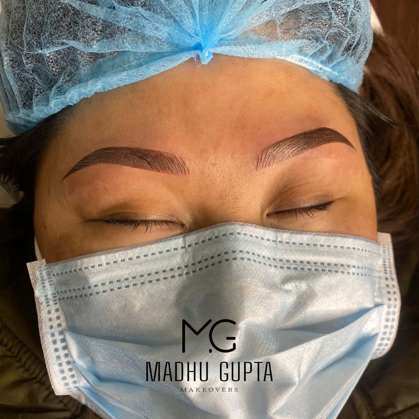 Freshly completed PMU brows on a client at MG Makeovers