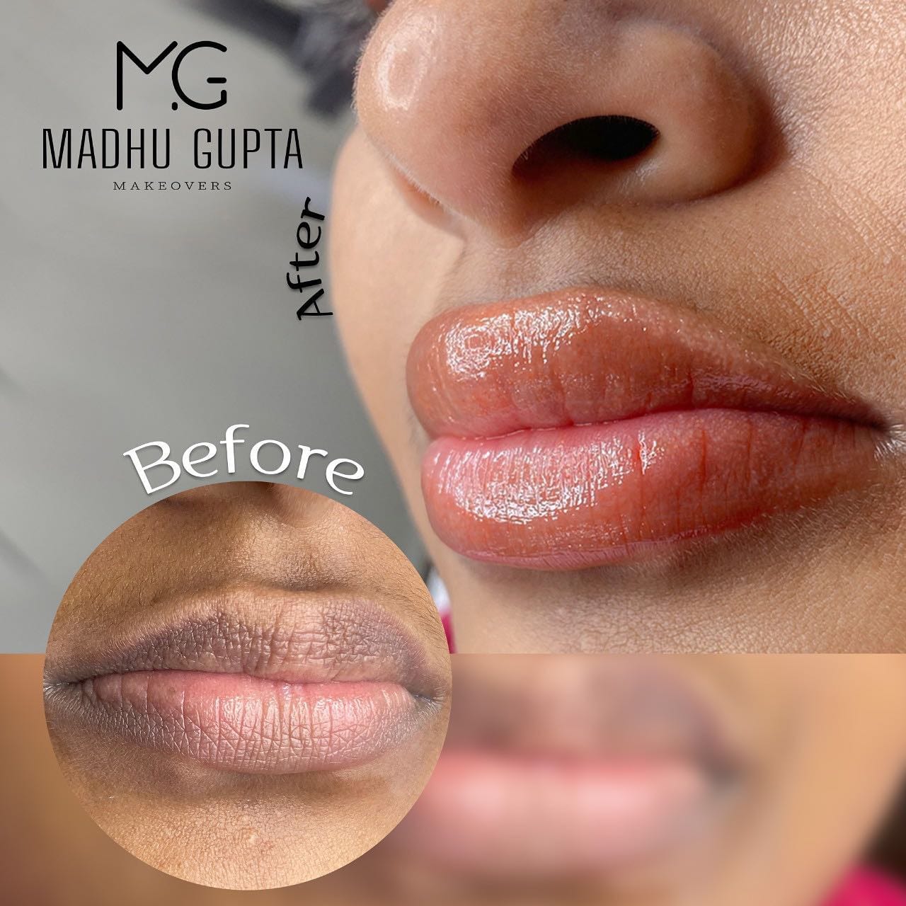 Lip colouring before and after at MG Makeovers