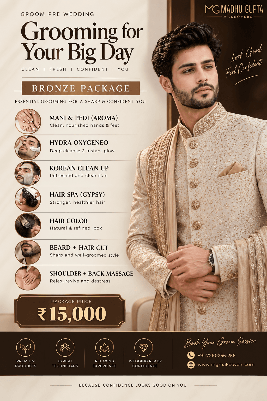 Bronze Groom Package — ₹15,000 | MG Makeovers Gurgaon