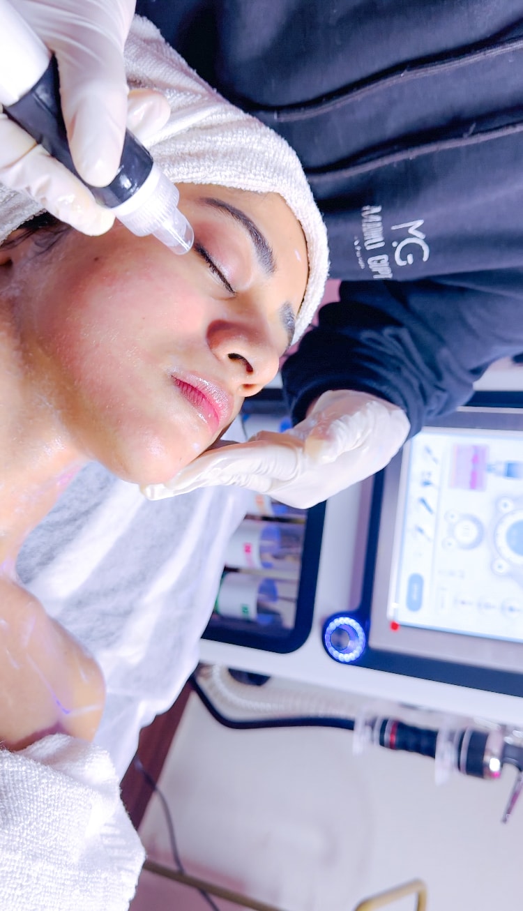 Cleansing step of a 7-in-1 HydraFacial