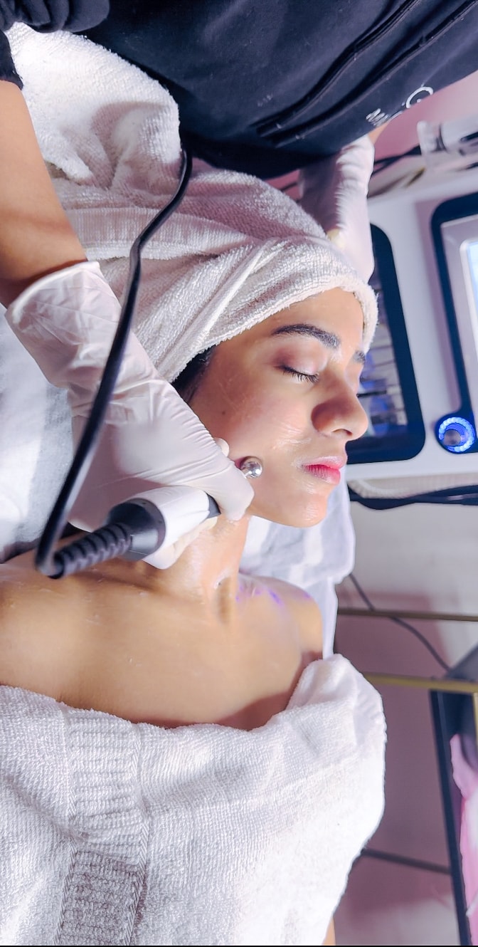Revitalising finish of a HydraFacial at MG Makeovers, Gurgaon