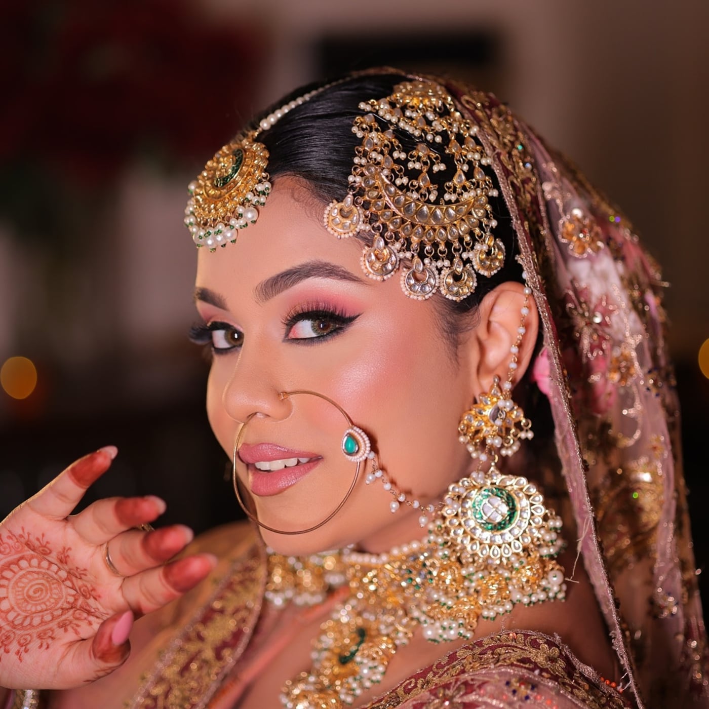 Sikh bridal makeup look styled around traditional jewellery