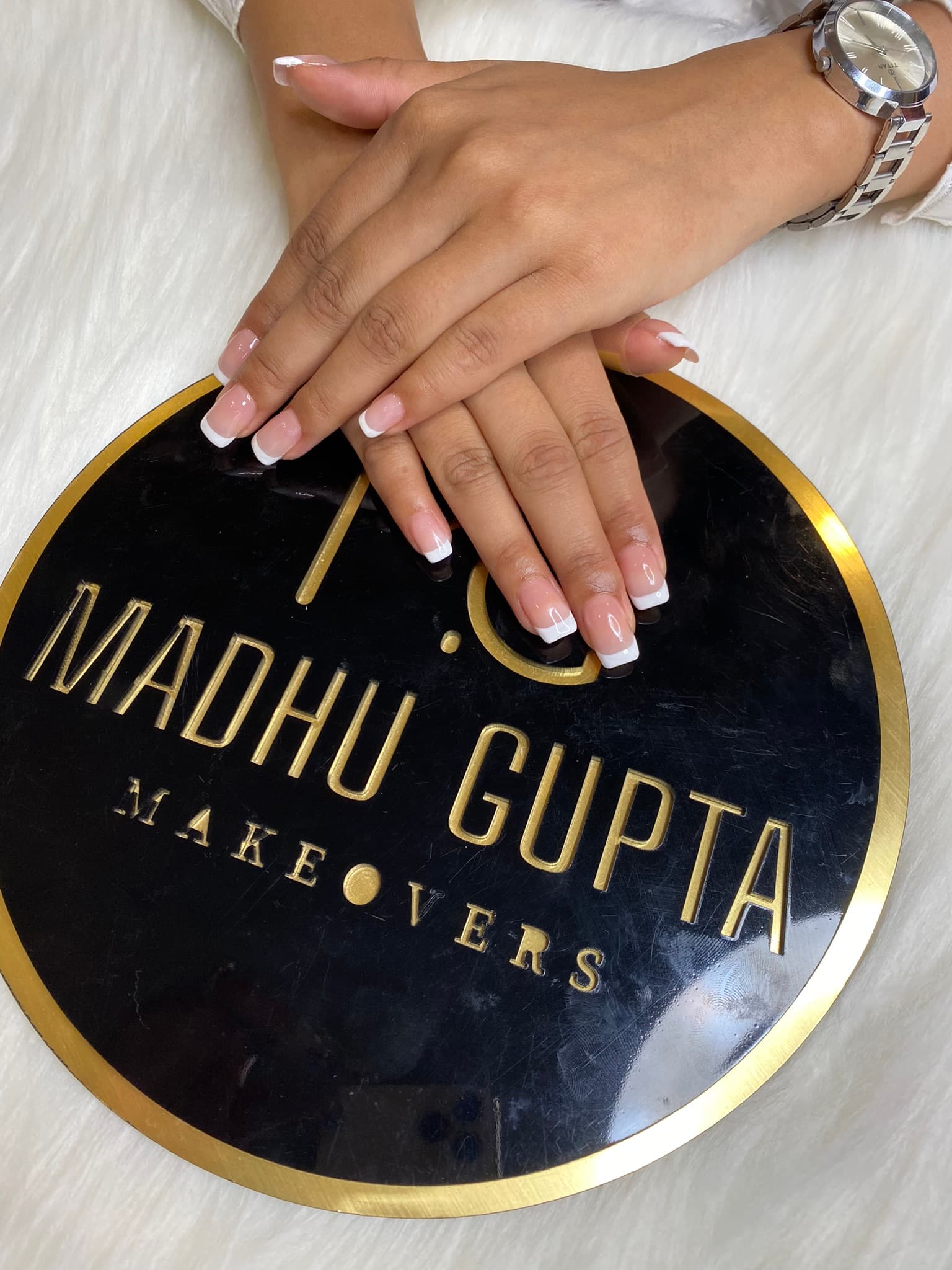 Classic French Tip Almond Nails