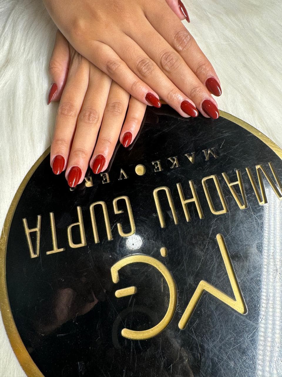 Deep Red Almond Nails
