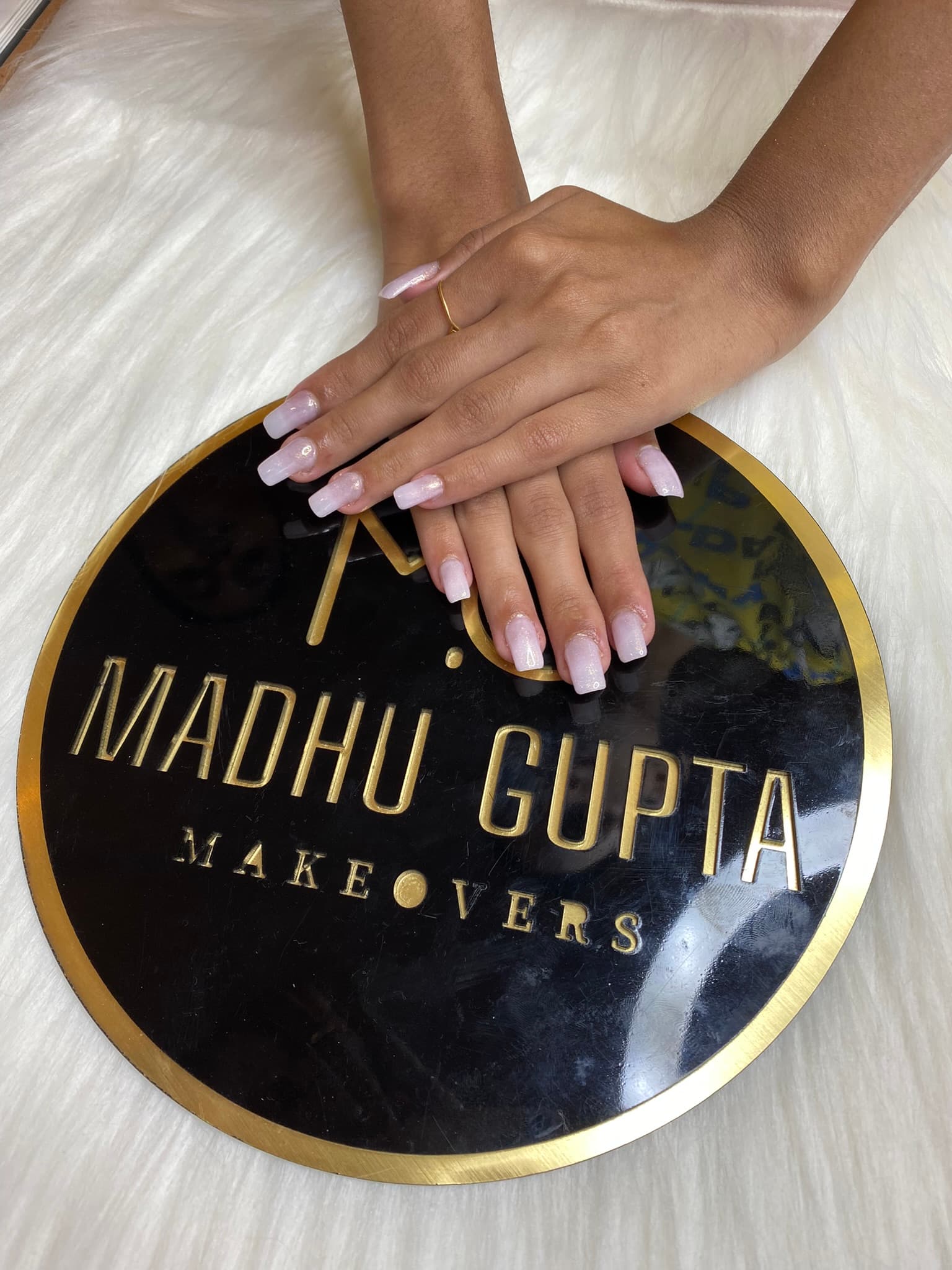 Lavender Glitter Square Nails