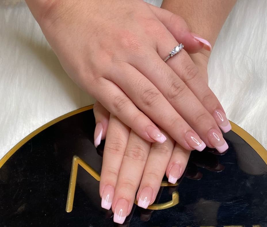 Light Pink French Tip Nails Edited