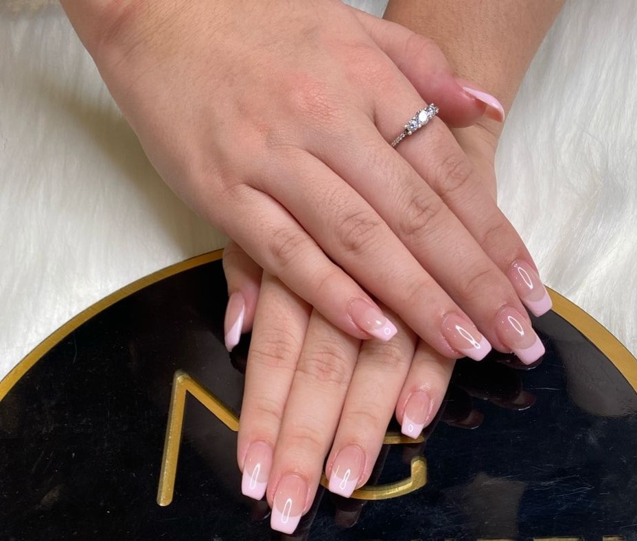 Light Pink French Tip Nails Edited