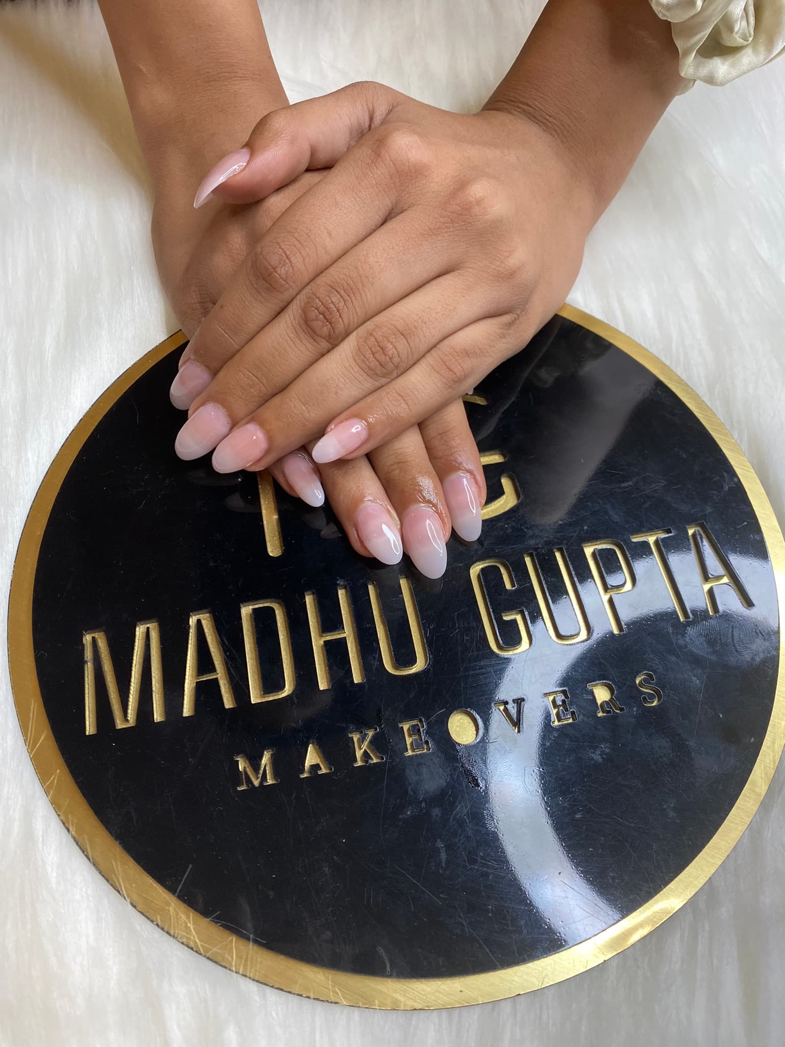 Natural Nude Pink Glossy Almond Nails 2