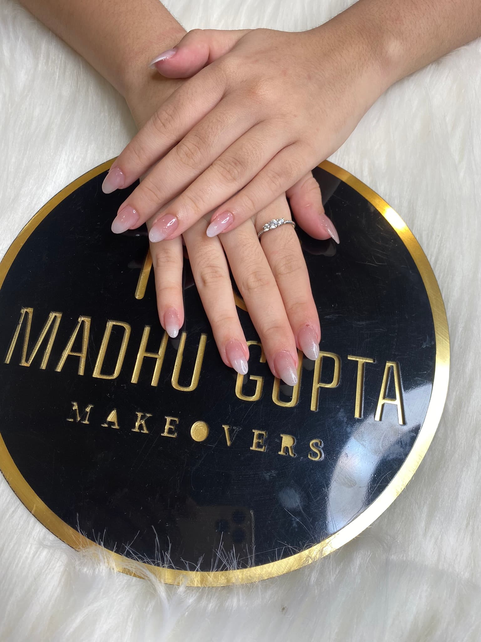 Natural Pink Glossy Almond Nails