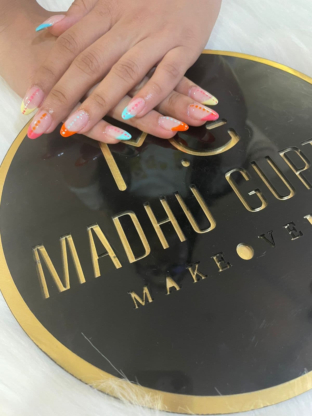 Neon Tips Polka Dot Nail Art