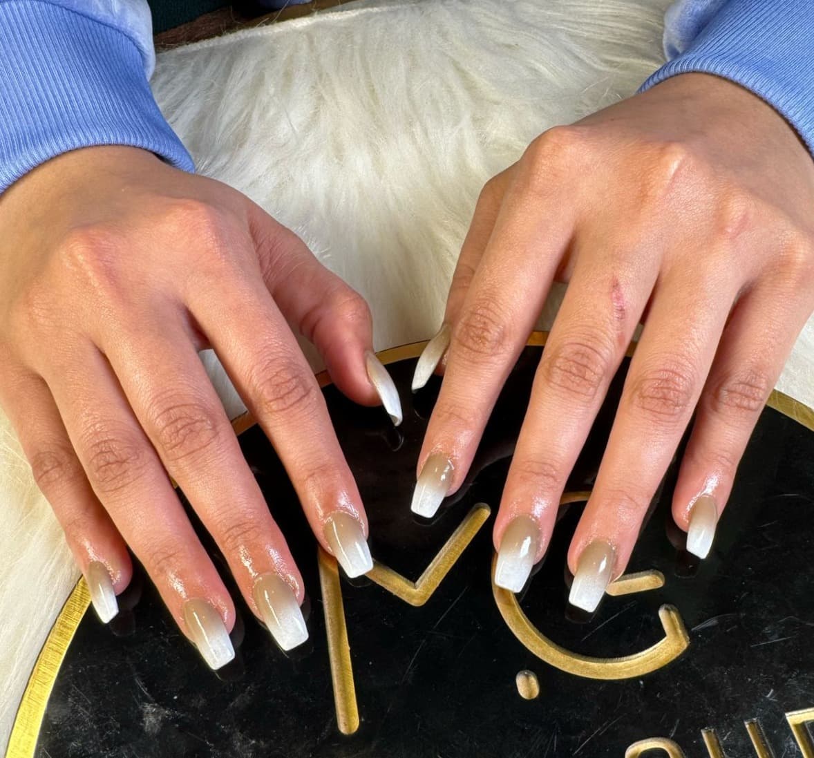 Nude Brown French Ombre Nails Edited