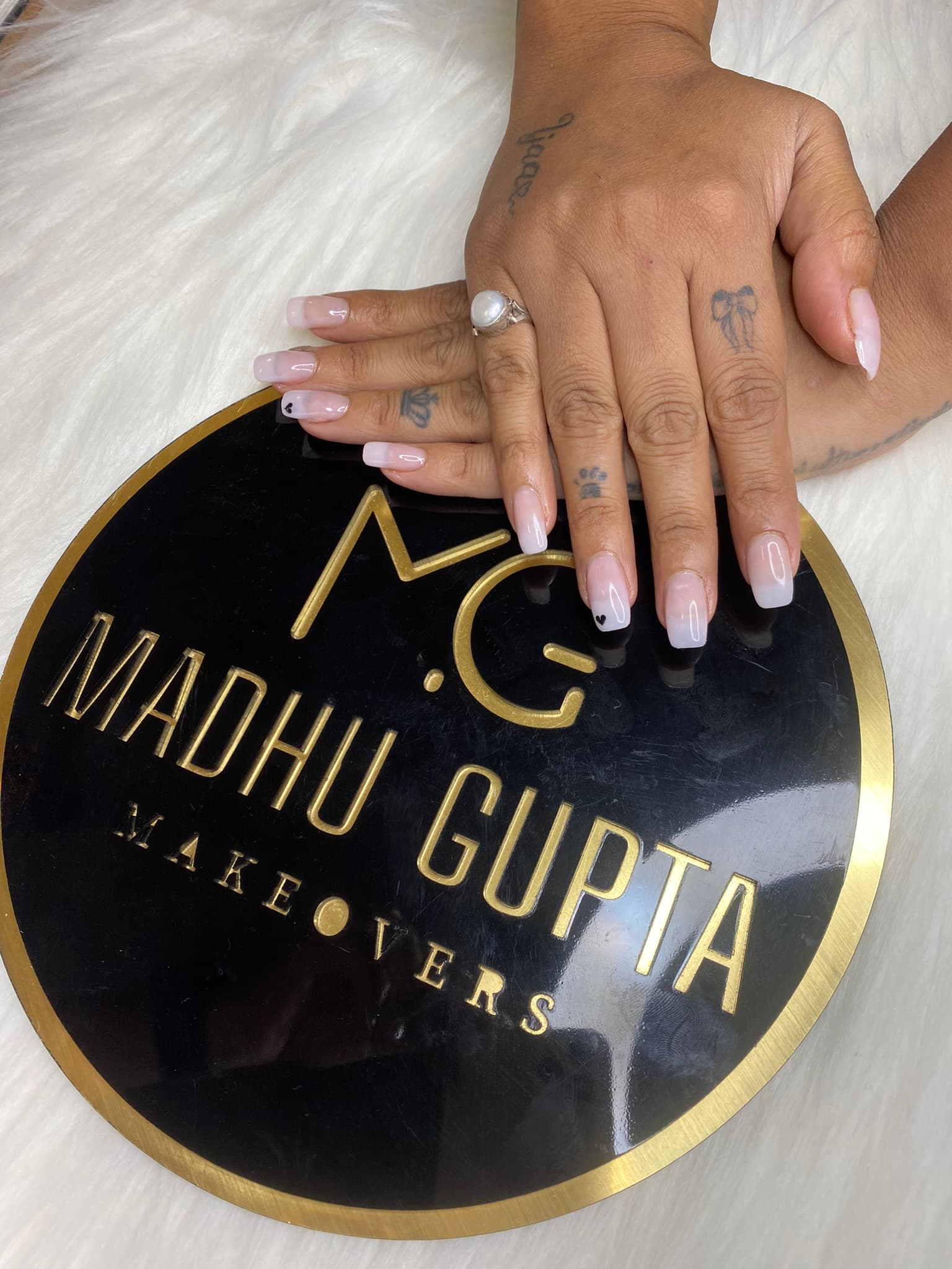 Nude Pink Heart Accent Nails