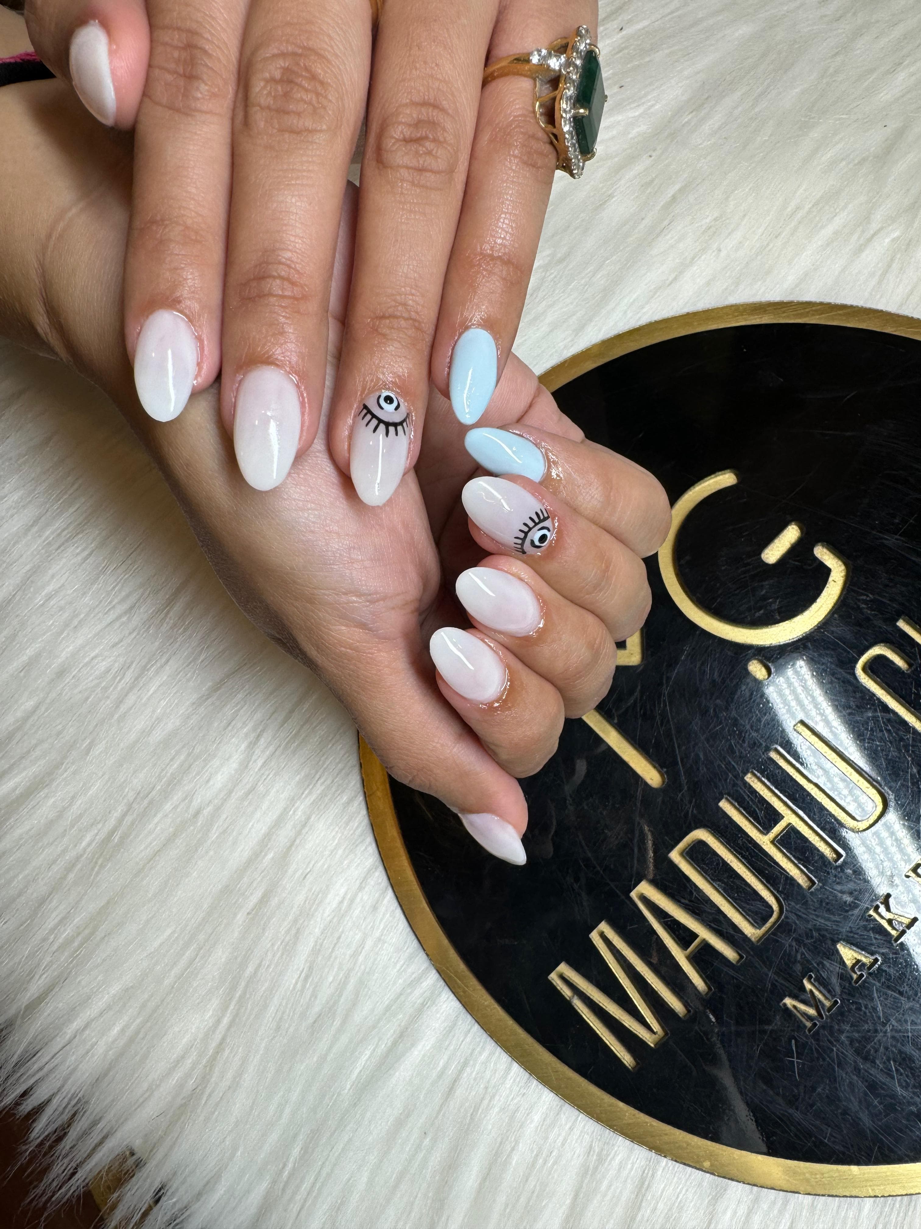 Pastel Evil Eye Almond Nails