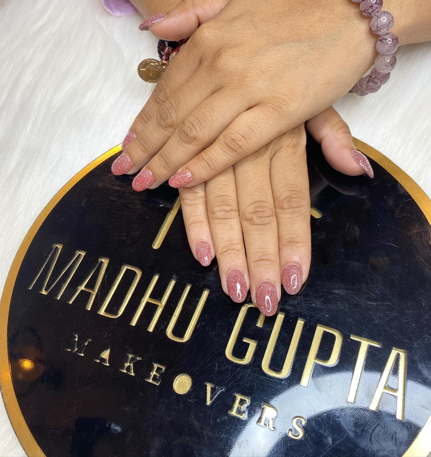 Pink Glitter Nails
