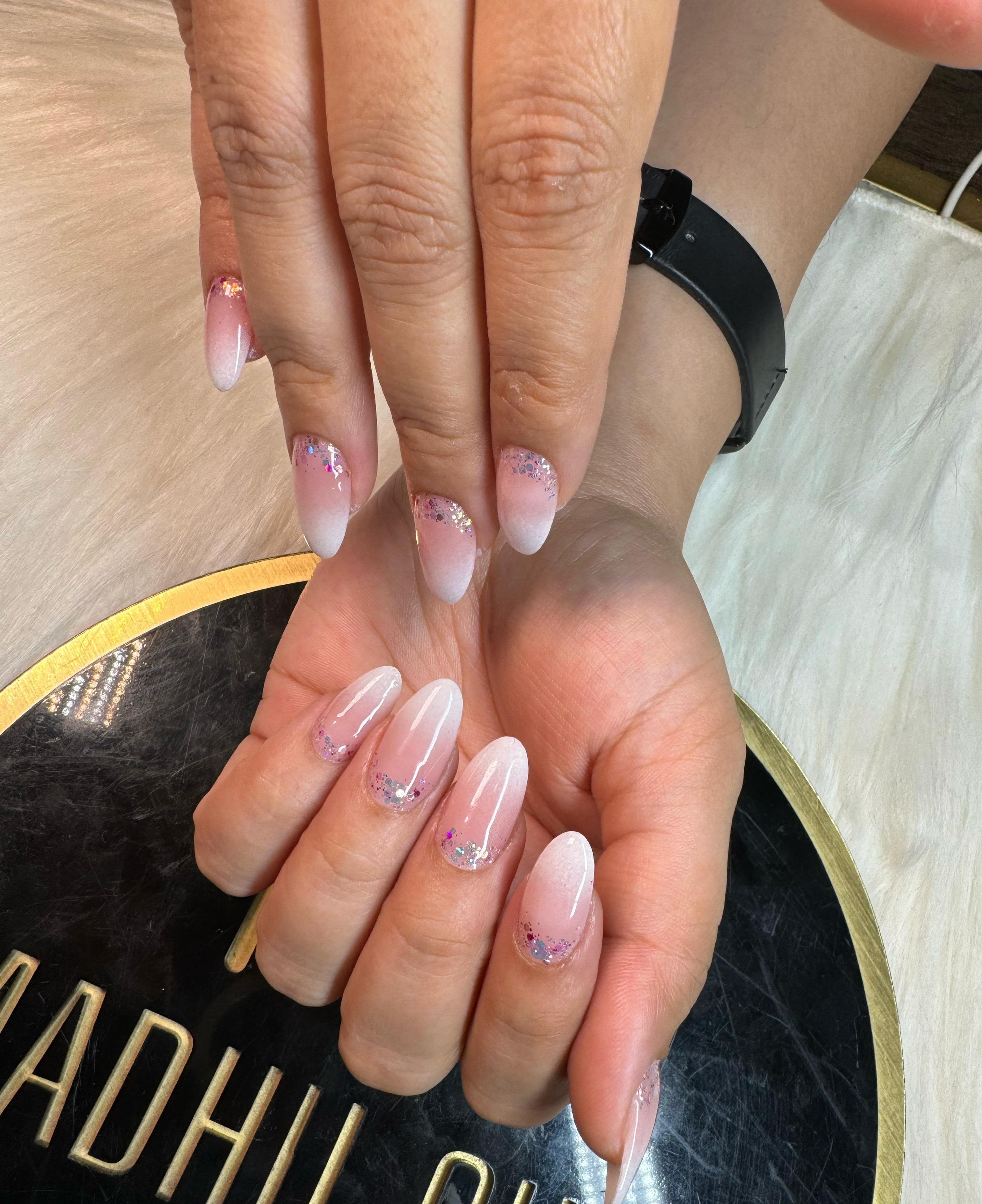 Pink Glitter Ombre Nails