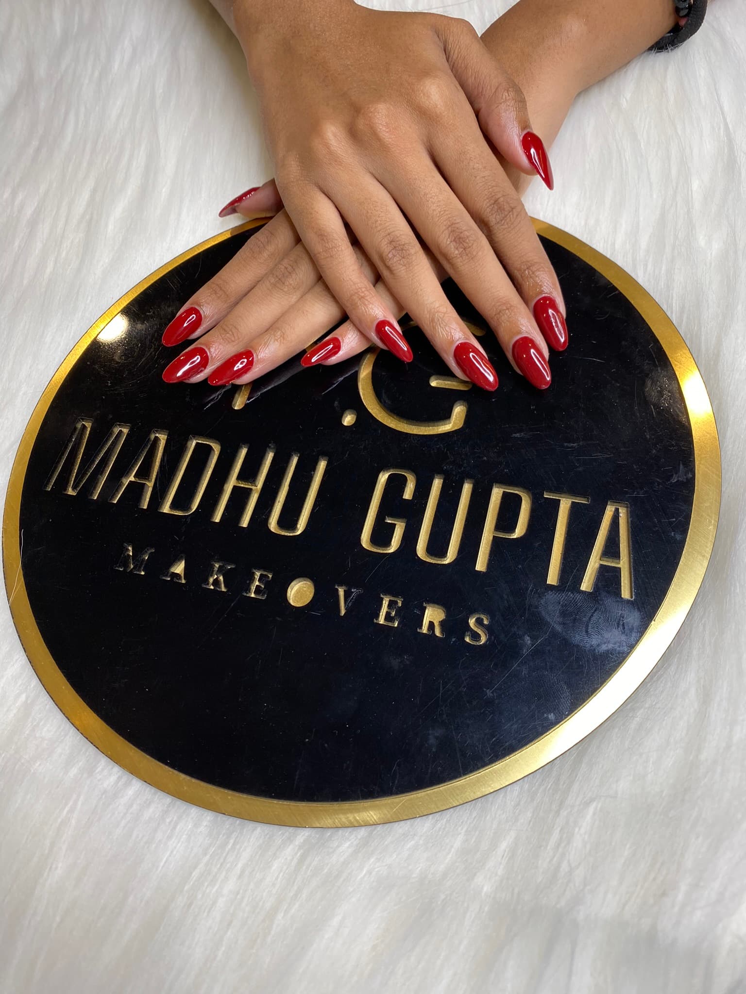 Red Glossy Almond Nails