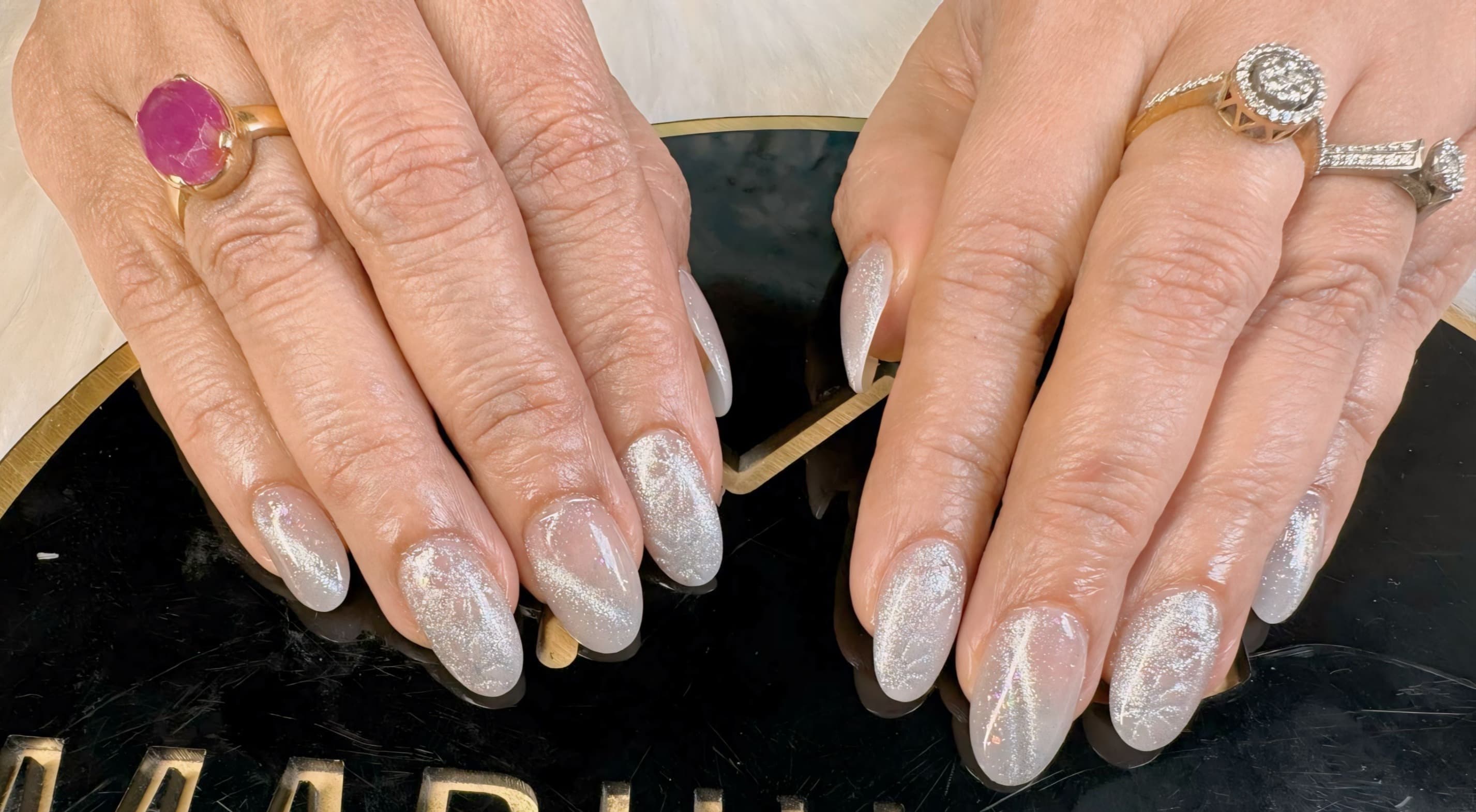 Silver Glitter Ombre Almond Nails Edited
