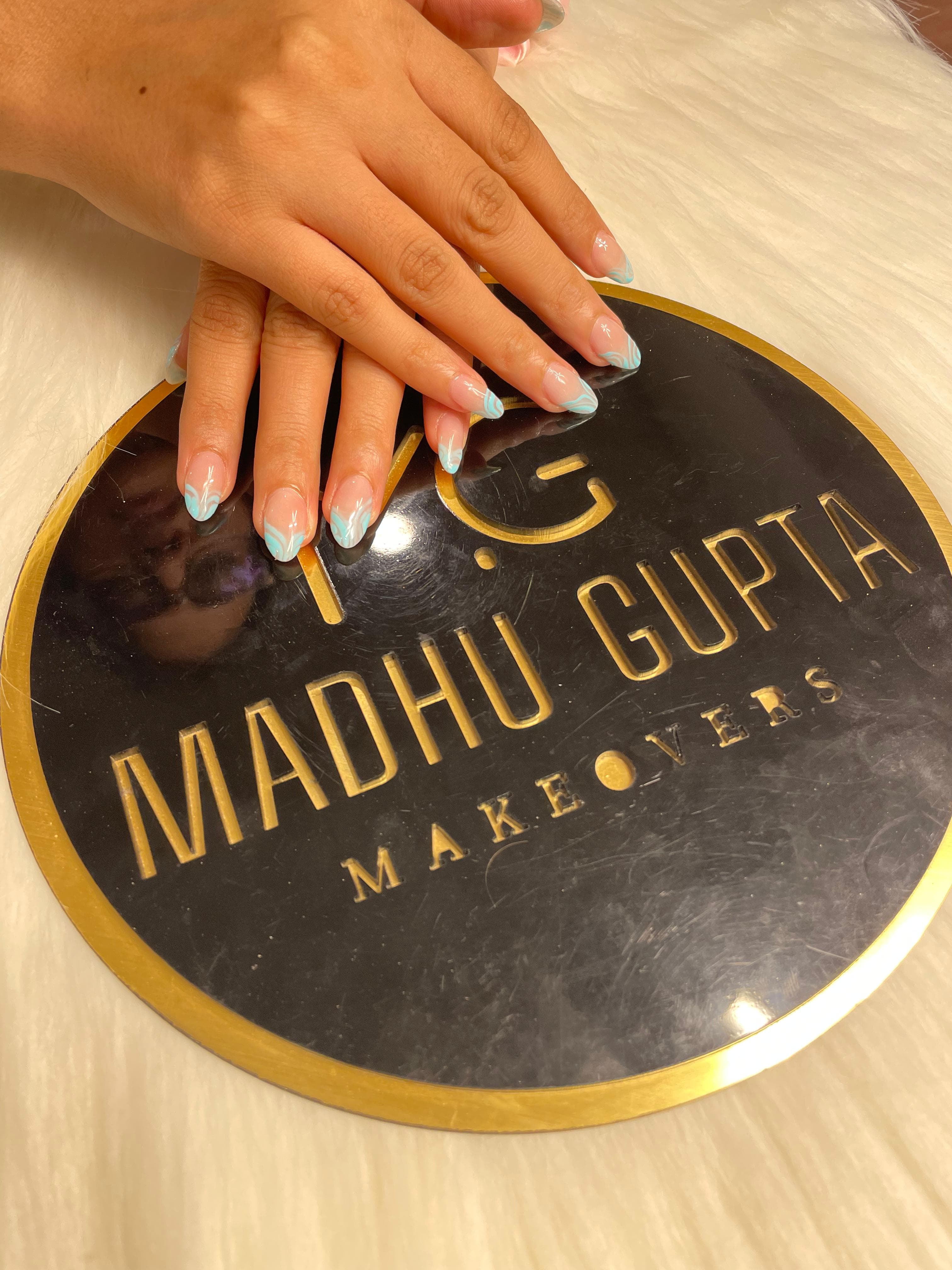 Sky Blue Brush Stroke Nail Art