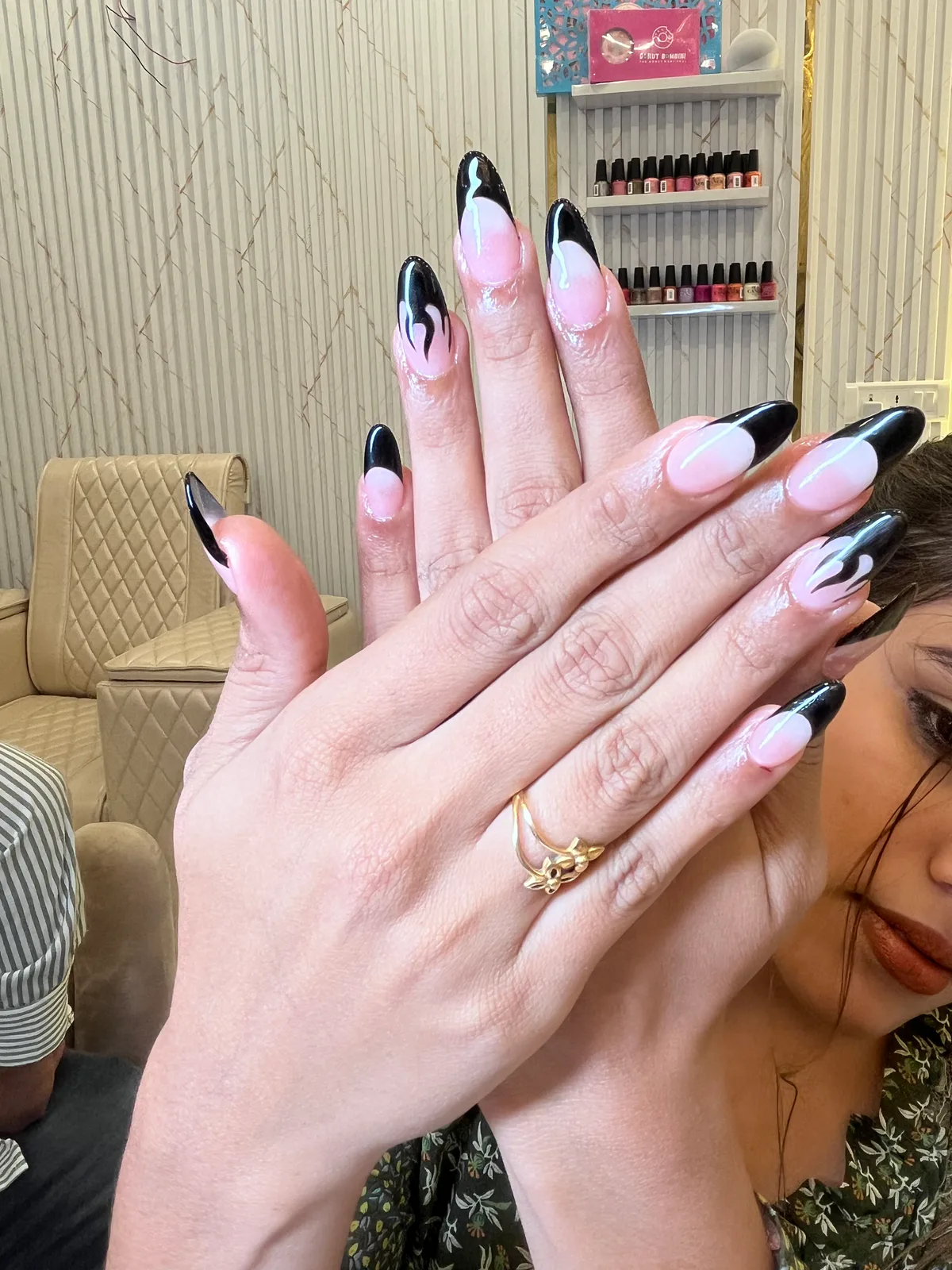 Black French Fire Art Nails Black French Fire Art Nails nail art created at MG Makeovers, Gurugram