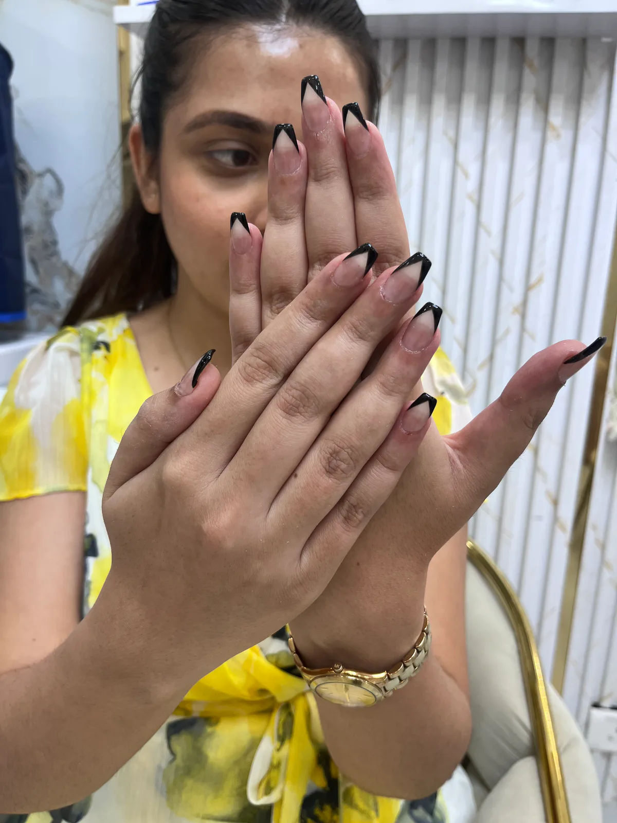 Black French Tip Nails Black French Tip Nails nail art created at MG Makeovers, Gurugram