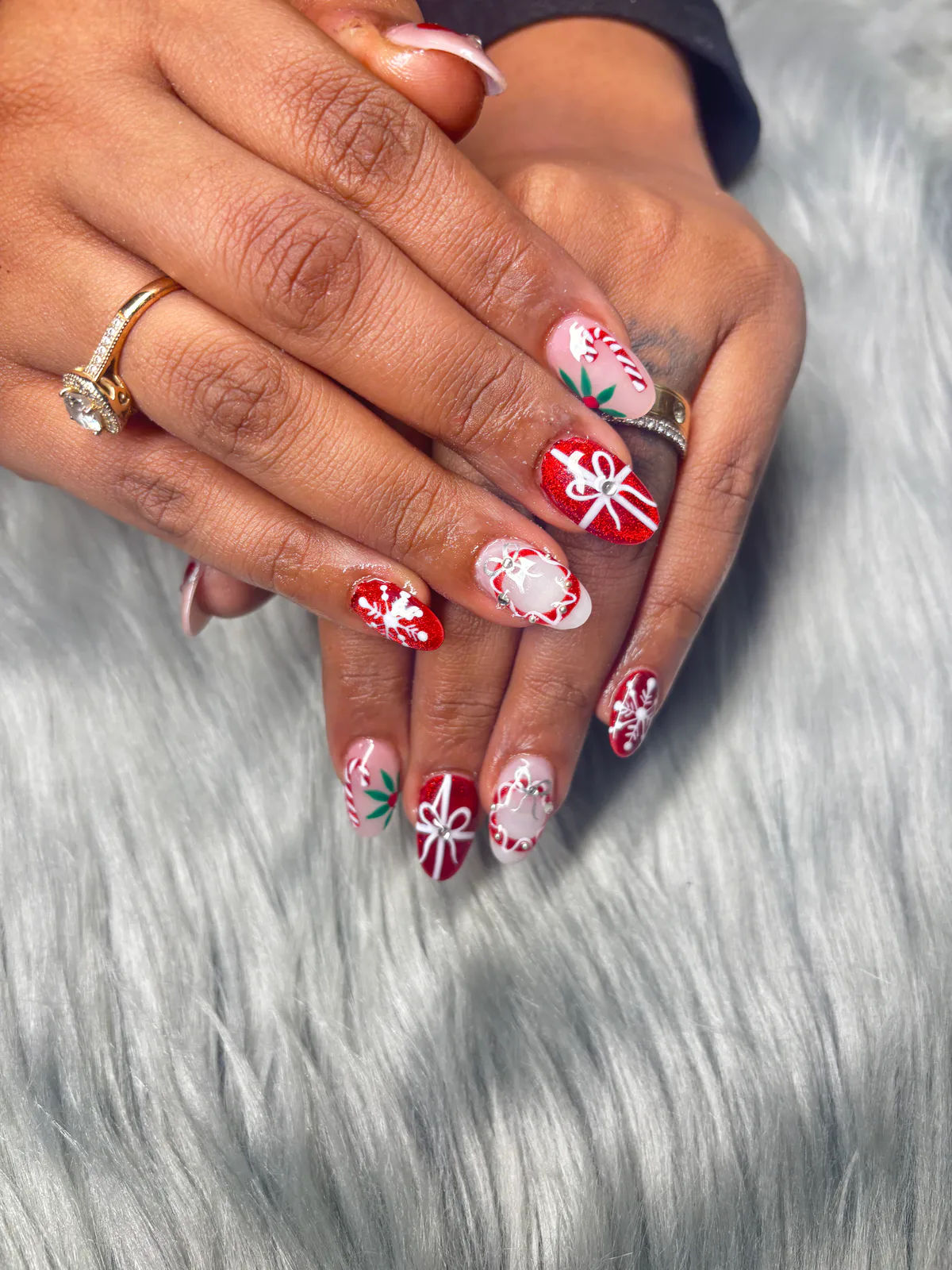 Christmas Red Green Nail Art Christmas Red Green Nail Art nail art created at MG Makeovers, Gurugram