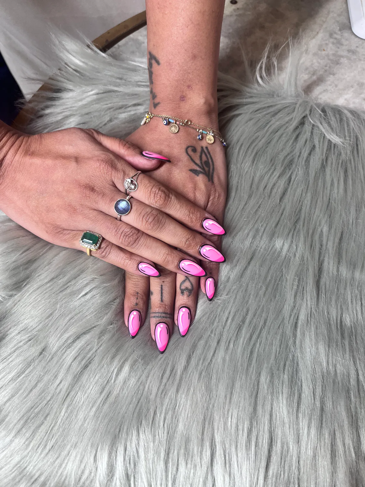 Hot Pink Glossy Almond Nails Hot Pink Glossy Almond Nails nail art created at MG Makeovers, Gurugram