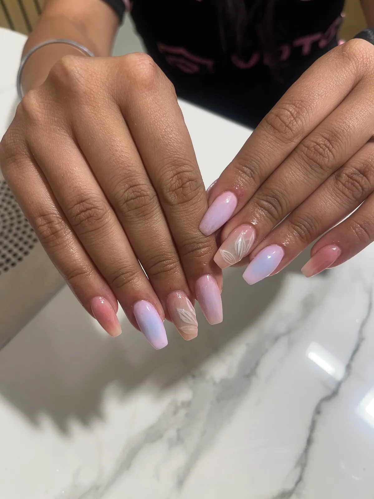 Lavender Ombre Almond Nails Lavender Ombre Almond Nails nail art created at MG Makeovers, Gurugram
