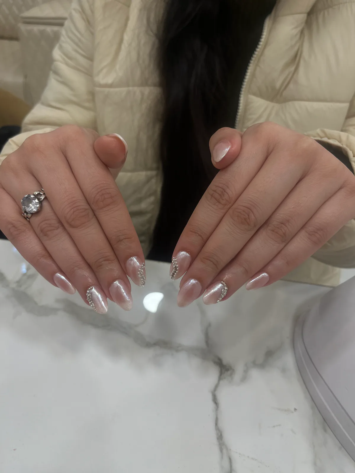 Milky White Glossy Nails Milky White Glossy Nails nail art created at MG Makeovers, Gurugram