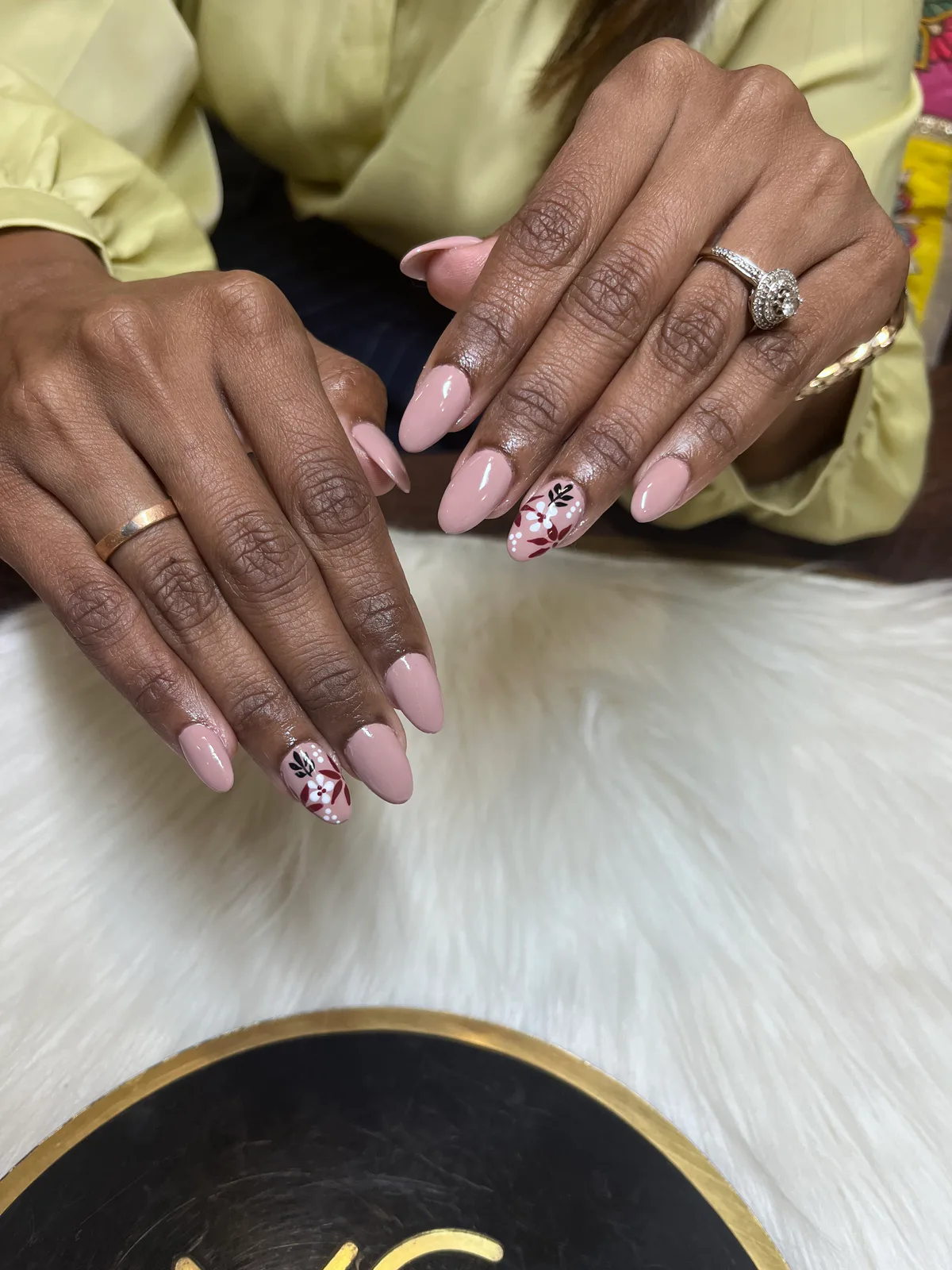 Nude Pink Floral Accent Nails Nude Pink Floral Accent Nails nail art created at MG Makeovers, Gurugram