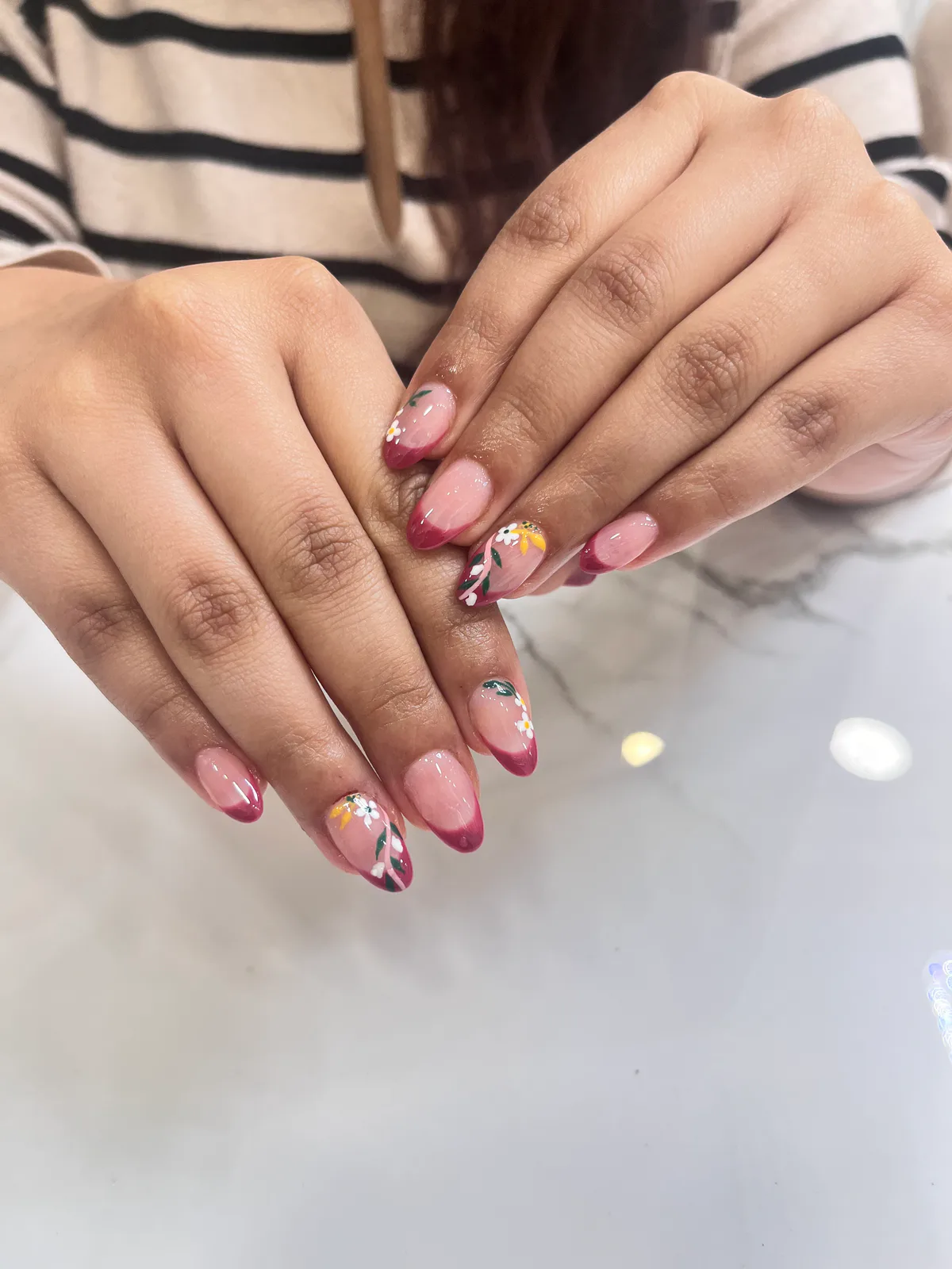 Pink Floral Accent Nails Pink Floral Accent Nails nail art created at MG Makeovers, Gurugram