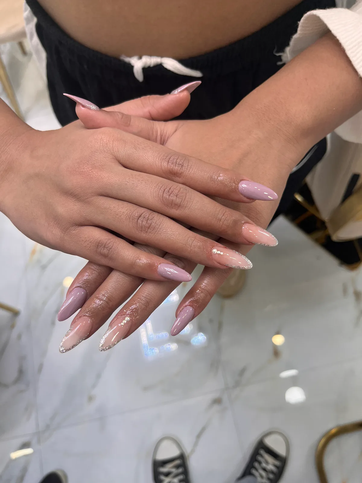 Pink Glossy Almond Nails Pink Glossy Almond Nails nail art created at MG Makeovers, Gurugram