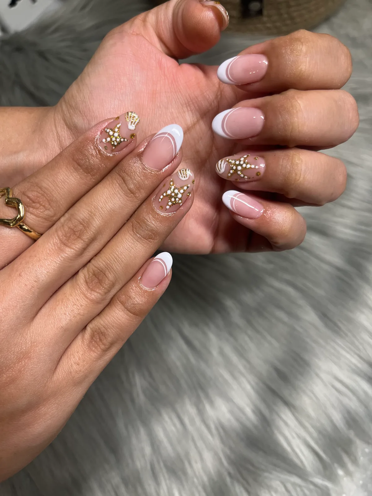 Pink Gold Glitter Nails Pink Gold Glitter Nails nail art created at MG Makeovers, Gurugram