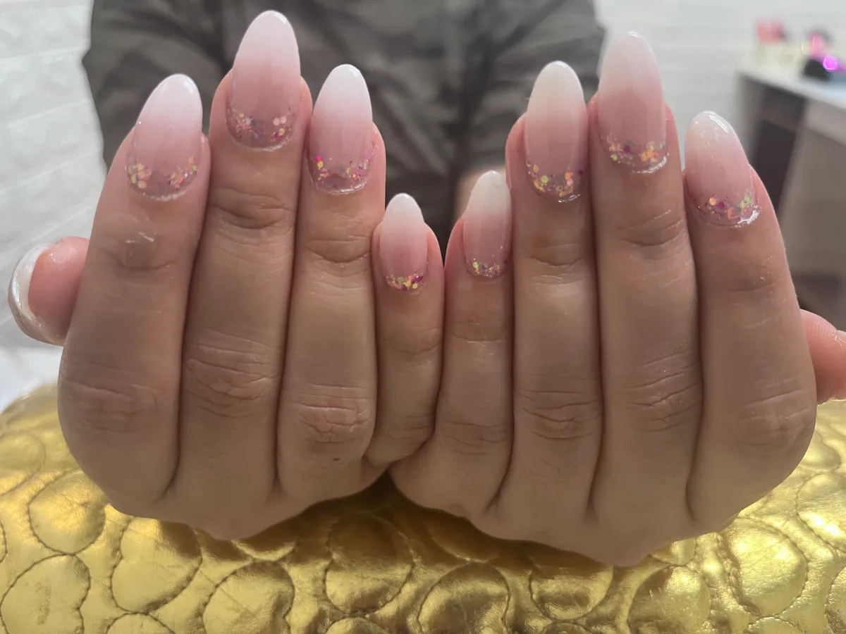 Pink Ombre Luxe Nails Pink Ombre Luxe Nails nail art created at MG Makeovers, Gurugram