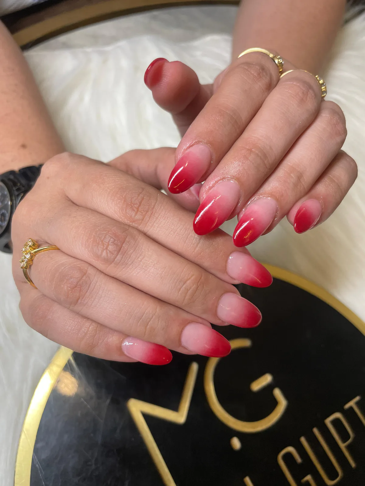 Red Glossy Almond Nails Red Glossy Almond Nails nail art created at MG Makeovers, Gurugram