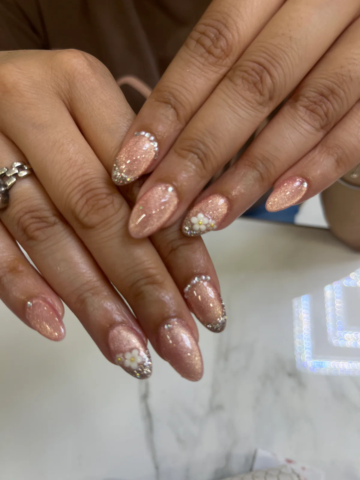Rose Gold Glitter Nails Rose Gold Glitter Nails nail art created at MG Makeovers, Gurugram