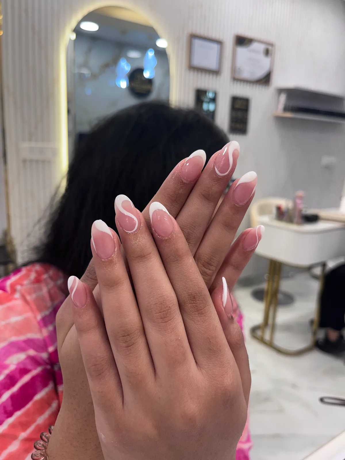 Soft Pink French Nails Soft Pink French Nails nail art created at MG Makeovers, Gurugram