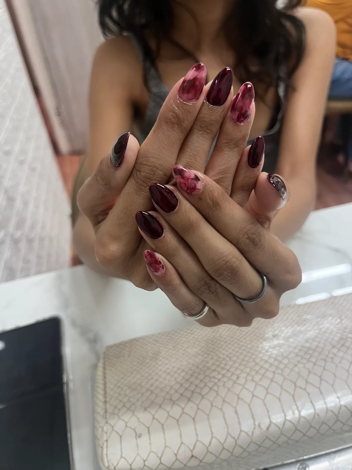 Wine Velvet Nails Wine Velvet Nails nail art created at MG Makeovers, Gurugram
