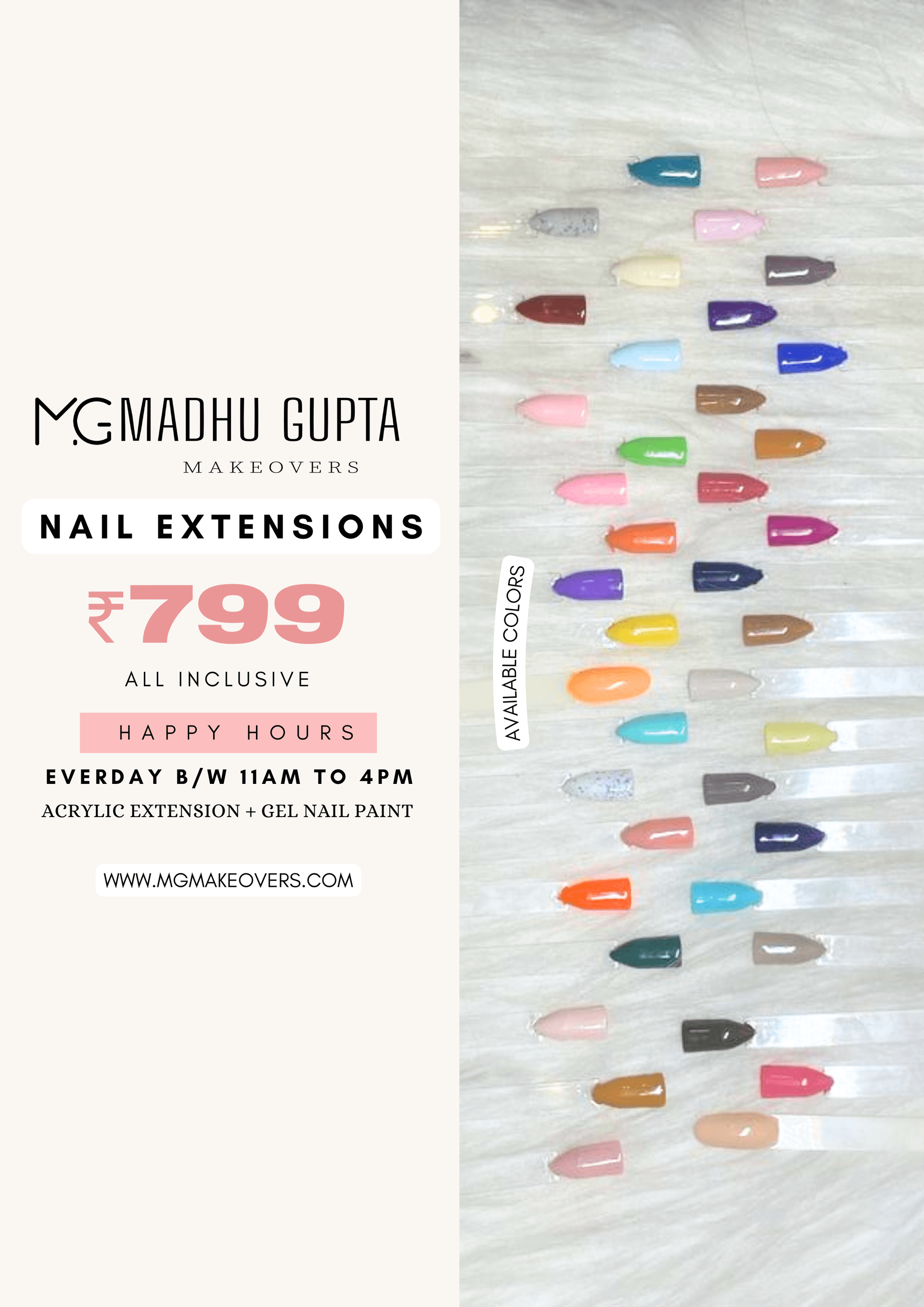 Nail Extension Offer Only @ ₹799 | Happy Hours 11 AM to 4 PM | Monday to Thursday