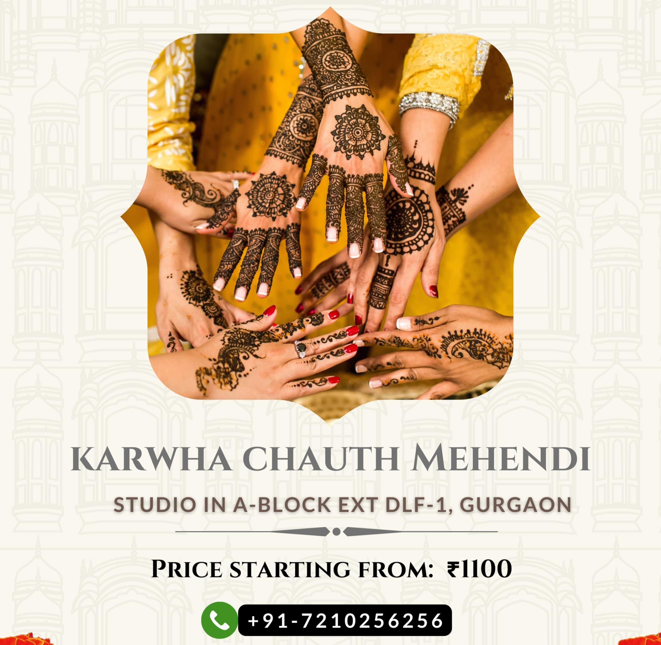 Karwa Chauth Mehndi Gurgaon 2025 – Starting ₹1,100